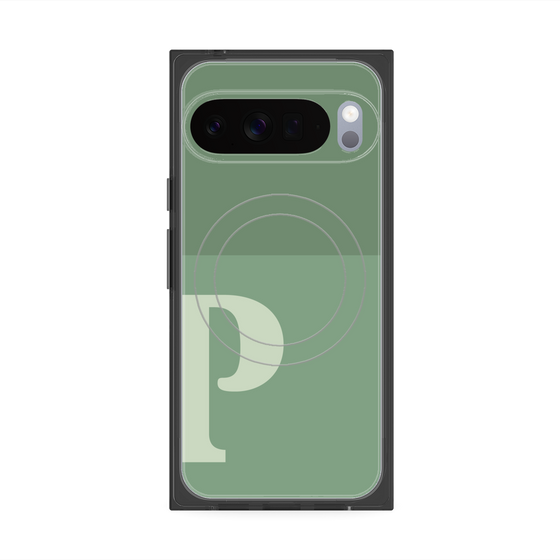 プレミアムスクエアケース with Pixelsnap［ オリジナル - initial two tone - P green ］