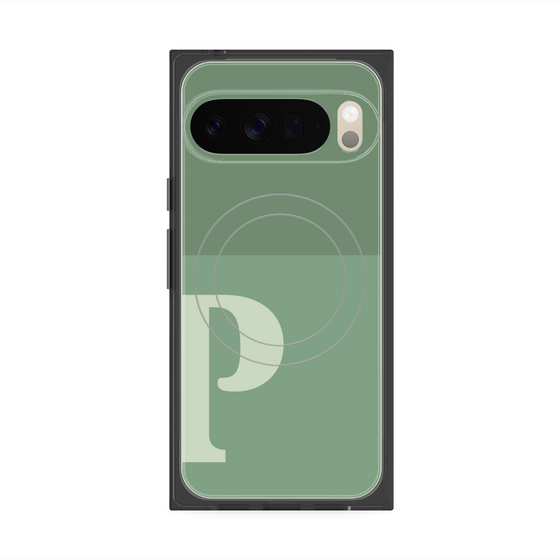 プレミアムスクエアケース with Pixelsnap［ オリジナル - initial two tone - P green ］