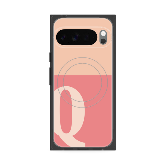 プレミアムスクエアケース with Pixelsnap［ オリジナル - initial two tone - Q pink ］