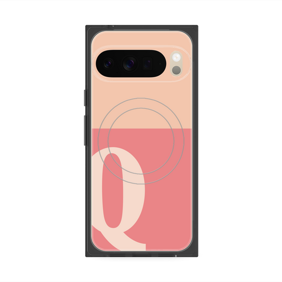 プレミアムスクエアケース with Pixelsnap［ オリジナル - initial two tone - Q pink ］