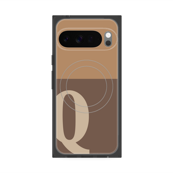 プレミアムスクエアケース with Pixelsnap［ オリジナル - initial two tone - Q brown ］