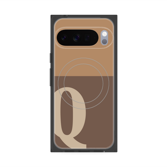 プレミアムスクエアケース with Pixelsnap［ オリジナル - initial two tone - Q brown ］