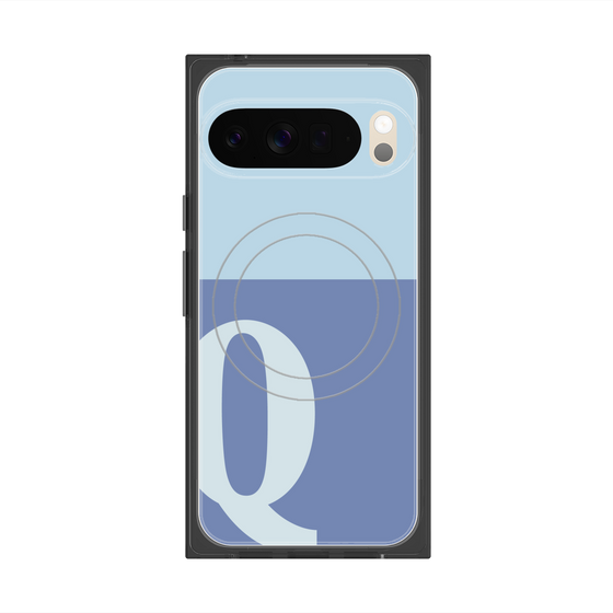 プレミアムスクエアケース with Pixelsnap［ オリジナル - initial two tone - Q blue ］