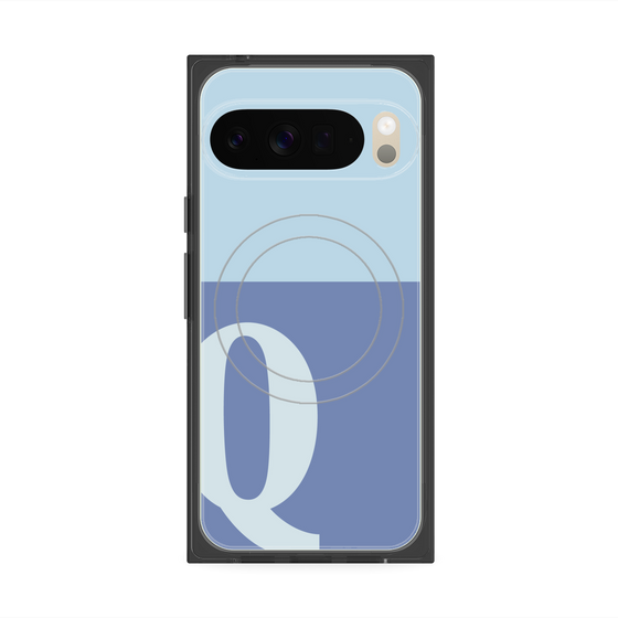 プレミアムスクエアケース with Pixelsnap［ オリジナル - initial two tone - Q blue ］