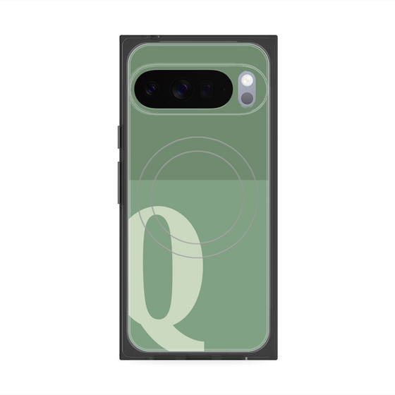 プレミアムスクエアケース with Pixelsnap［ オリジナル - initial two tone - Q green ］
