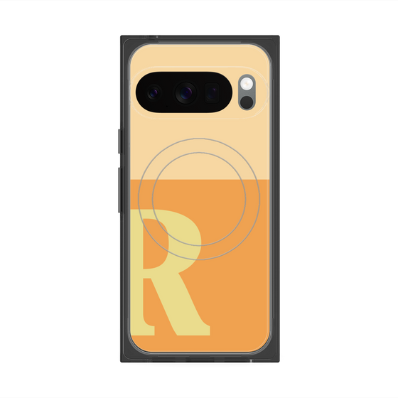 プレミアムスクエアケース with Pixelsnap［ オリジナル - initial two tone - R orange ］