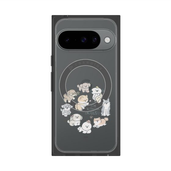 プレミアムスクエアケース with Pixelsnap［ こんにちは、いぬです - みんなそろって - クリア ］