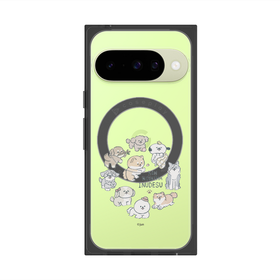 プレミアムスクエアケース with Pixelsnap［ こんにちは、いぬです - みんなそろって - クリア ］