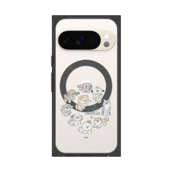 プレミアムスクエアケース with Pixelsnap［ こんにちは、いぬです - みんなそろって - クリア ］