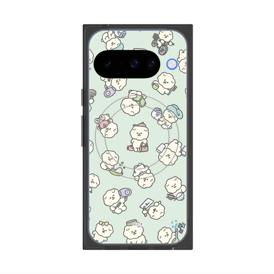 プレミアムスクエアケース with Pixelsnap［ もっさりもさお - もさおがいっぱい - グリーン ］