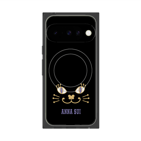 プレミアムスクエアケース with Pixelsnap［ ANNA SUI - フェイス - ブラック ］