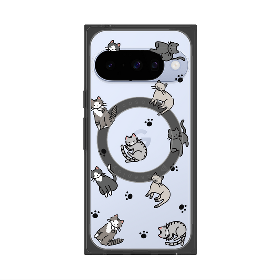 プレミアムスクエアケース with Pixelsnap［ オリジナル - CASEPLAYネコ総柄 - color ］