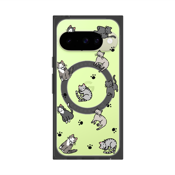 プレミアムスクエアケース with Pixelsnap［ オリジナル - CASEPLAYネコ総柄 - color ］
