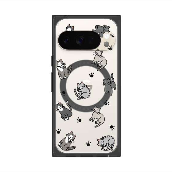 プレミアムスクエアケース with Pixelsnap［ オリジナル - CASEPLAYネコ総柄 - color ］