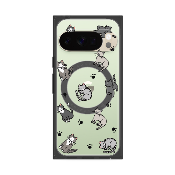 プレミアムスクエアケース with Pixelsnap［ オリジナル - CASEPLAYネコ総柄 - color ］
