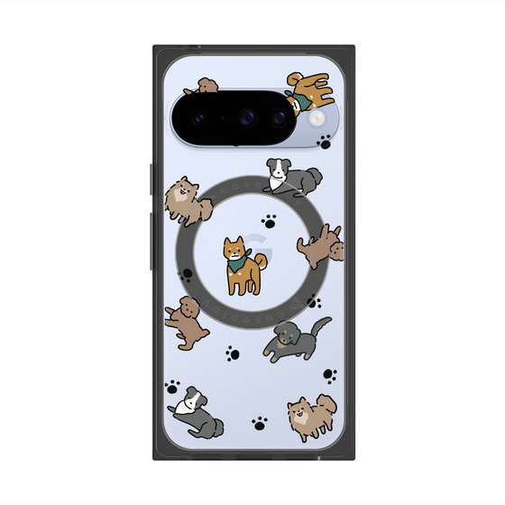 プレミアムスクエアケース with Pixelsnap［ オリジナル - CASEPLAYイヌ総柄 - color ］
