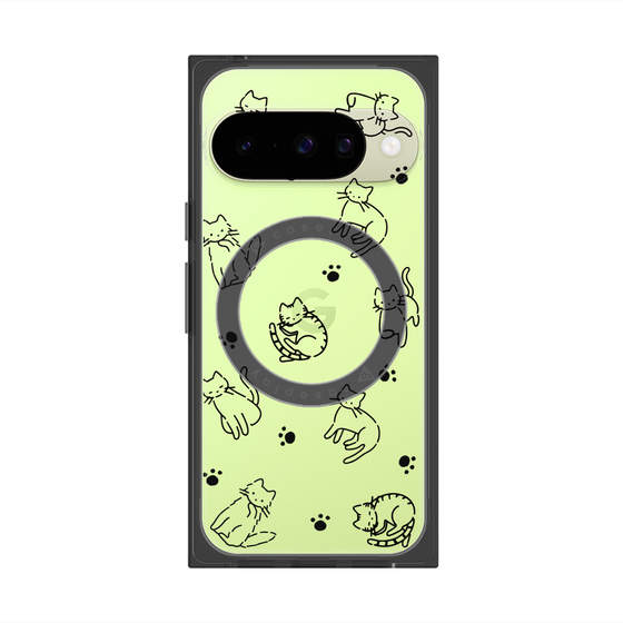 プレミアムスクエアケース with Pixelsnap［ オリジナル - CASEPLAYネコ総柄 - black ］