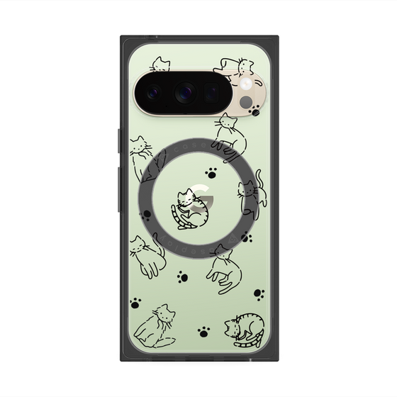 プレミアムスクエアケース with Pixelsnap［ オリジナル - CASEPLAYネコ総柄 - black ］