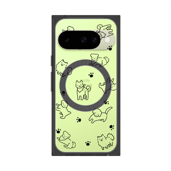 プレミアムスクエアケース with Pixelsnap［ オリジナル - CASEPLAYイヌ総柄 - black ］