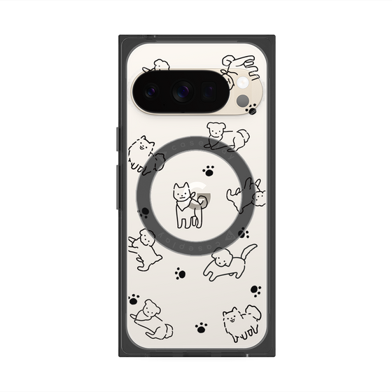 プレミアムスクエアケース with Pixelsnap［ オリジナル - CASEPLAYイヌ総柄 - black ］