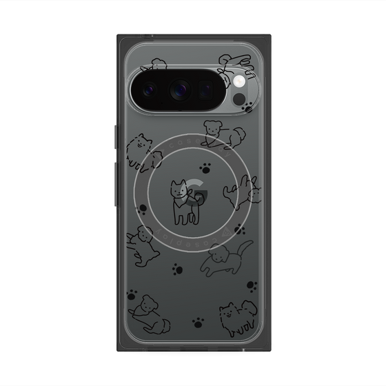 プレミアムスクエアケース with Pixelsnap［ オリジナル - CASEPLAYイヌ総柄 - black ］