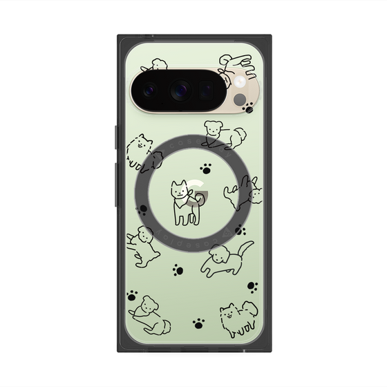 プレミアムスクエアケース with Pixelsnap［ オリジナル - CASEPLAYイヌ総柄 - black ］