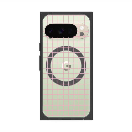 プレミアムスクエアケース with Pixelsnap［ オリジナル - 推し色チェック - ピンク ］