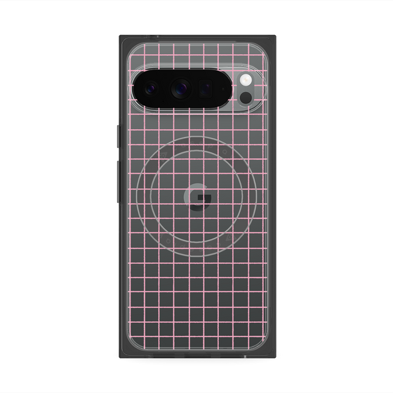 プレミアムスクエアケース with Pixelsnap［ オリジナル - 推し色チェック - ピンク ］