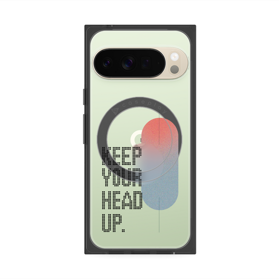 プレミアムスクエアケース with Pixelsnap［ オリジナル - ドットオーバーレイ - KEEP YOUR HEAD UP/A ］