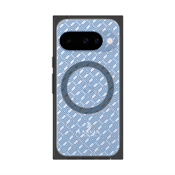 プレミアムスクエアケース with Pixelsnap［ LANVIN COLLECTION - ロゴパターン - ブルー ］