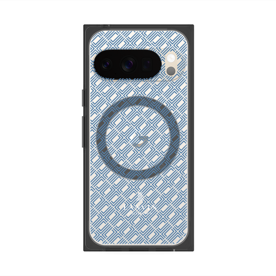 プレミアムスクエアケース with Pixelsnap［ LANVIN COLLECTION - ロゴパターン - ブルー ］