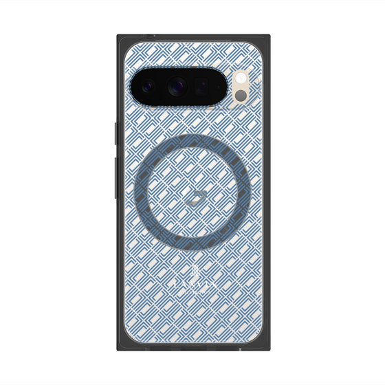 プレミアムスクエアケース with Pixelsnap［ LANVIN COLLECTION - ロゴパターン - ブルー ］