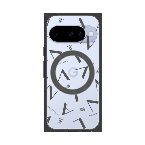 プレミアムスクエアケース with Pixelsnap［ LANVIN COLLECTION - タイポグラフィ - グレー ］