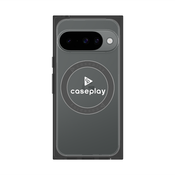 プレミアムスクエアケース with Pixelsnap［ オリジナル - caseplayロゴ - ホワイト/D ］