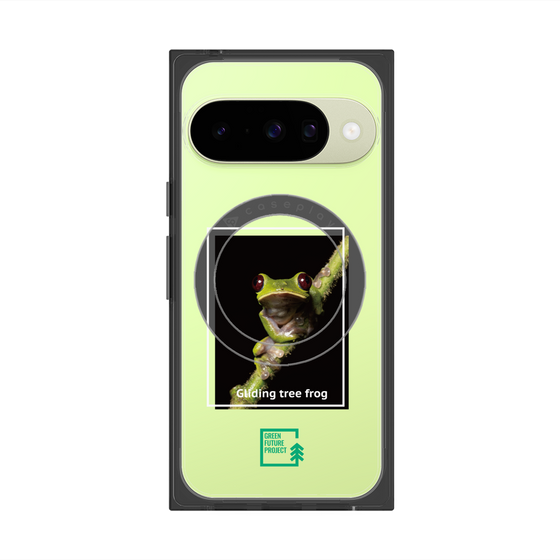 プレミアムスクエアケース with Pixelsnap［ Green Future Project - Gliding tree frog ］