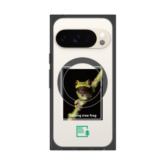 プレミアムスクエアケース with Pixelsnap［ Green Future Project - Gliding tree frog ］