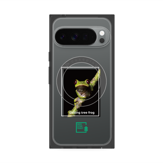 プレミアムスクエアケース with Pixelsnap［ Green Future Project - Gliding tree frog ］