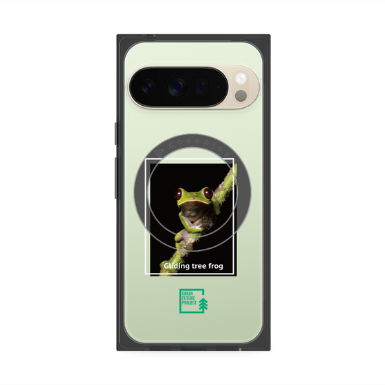 プレミアムスクエアケース with Pixelsnap［ Green Future Project - Gliding tree frog ］