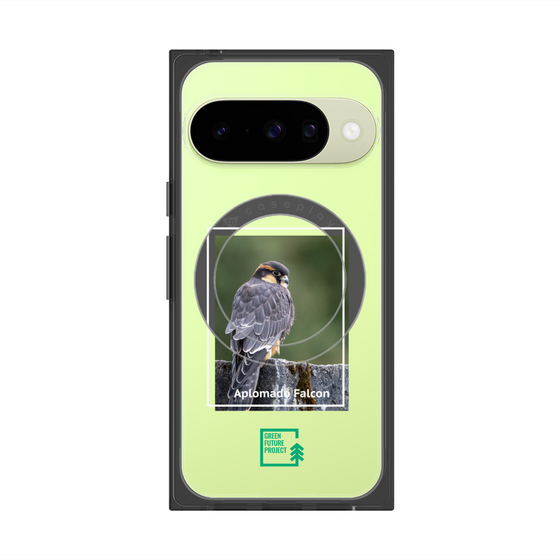 プレミアムスクエアケース with Pixelsnap［ Green Future Project - Aplomado Falcon ］