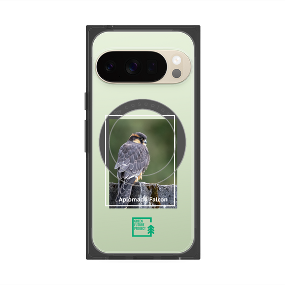 プレミアムスクエアケース with Pixelsnap［ Green Future Project - Aplomado Falcon ］