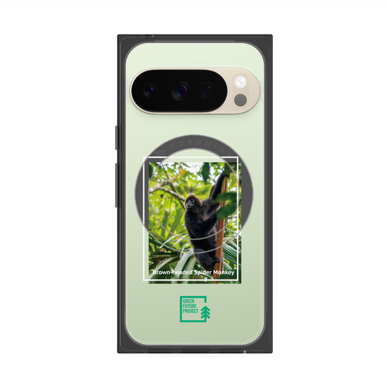 プレミアムスクエアケース with Pixelsnap［ Green Future Project - Brown-headed Spider Monkey ］