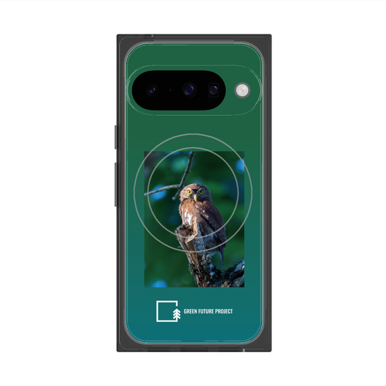 プレミアムスクエアケース with Pixelsnap［ Green Future Project - Ferruginous Pygmy Owl ］
