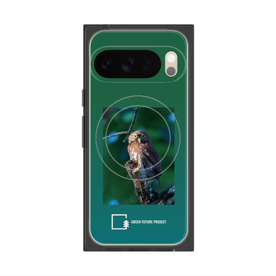 プレミアムスクエアケース with Pixelsnap［ Green Future Project - Ferruginous Pygmy Owl ］