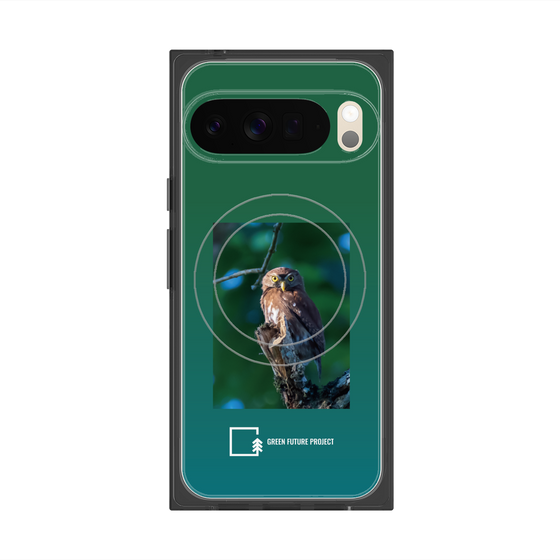 プレミアムスクエアケース with Pixelsnap［ Green Future Project - Ferruginous Pygmy Owl ］