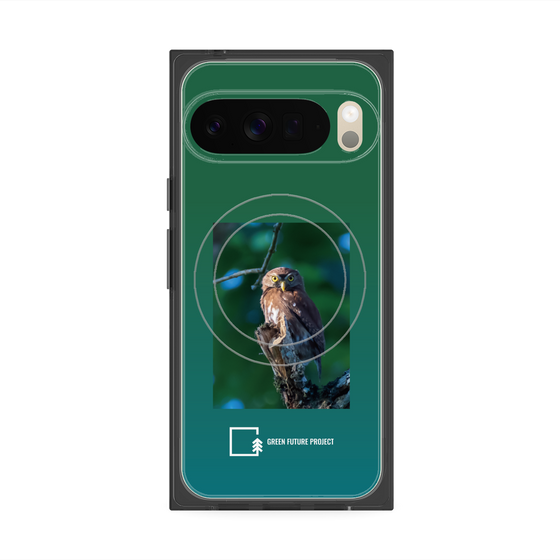 プレミアムスクエアケース with Pixelsnap［ Green Future Project - Ferruginous Pygmy Owl ］