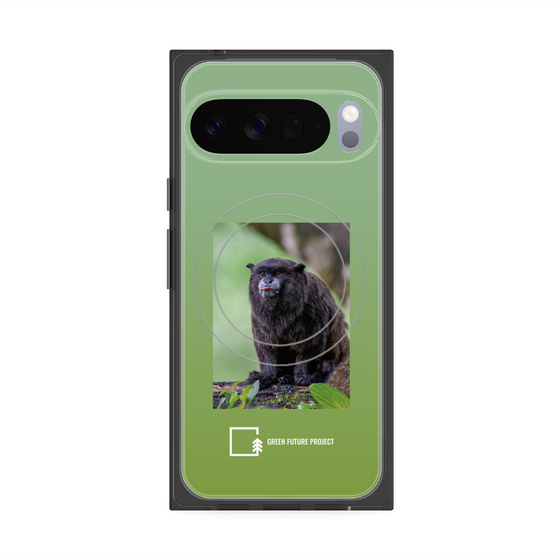 プレミアムスクエアケース with Pixelsnap［ Green Future Project - Black-mantled Tamarin ］