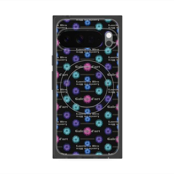 プレミアムスクエアケース with Pixelsnap［ LANVIN en Bleu - Flower pattern ］