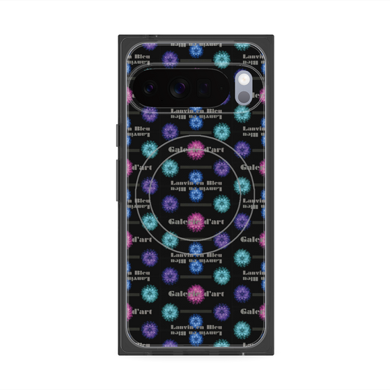プレミアムスクエアケース with Pixelsnap［ LANVIN en Bleu - Flower pattern ］