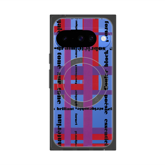 プレミアムスクエアケース with Pixelsnap［ LANVIN en Bleu - Plaid ］