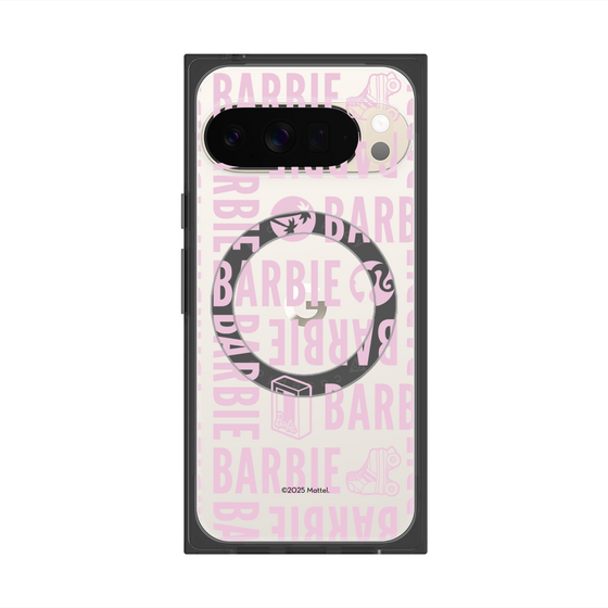 プレミアムスクエアケース with Pixelsnap［ Barbie - ロゴパターン3 - クリア ］